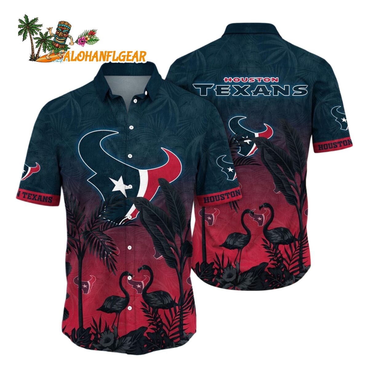 Houston Texans Flamingo And Flower Funny Hawaiian Shirt Houston Texans Aloha Shirt 1