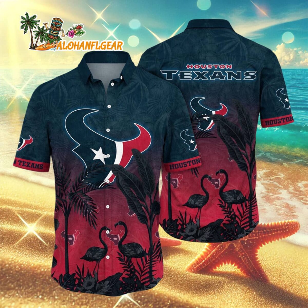 Houston Texans Flamingo And Flower Funny Hawaiian Shirt Houston Texans Aloha Shirt 3