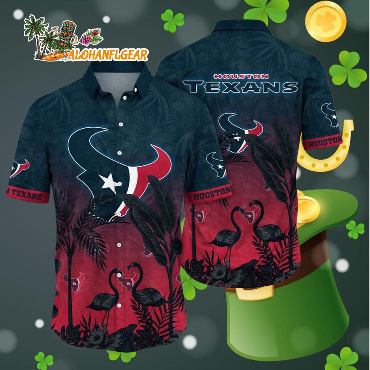 Houston Texans Flamingo And Flower Funny Hawaiian Shirt Houston Texans Aloha Shirt 4