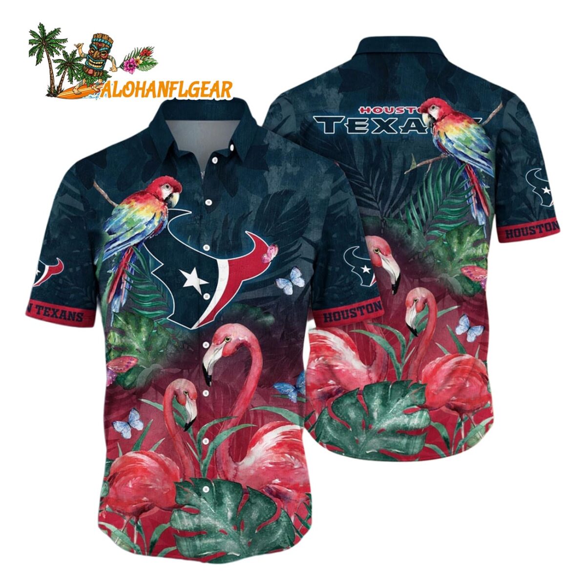 Houston Texans Flamingo And Flower Hawaiian Shirt Houston Texans Aloha Shirt 1
