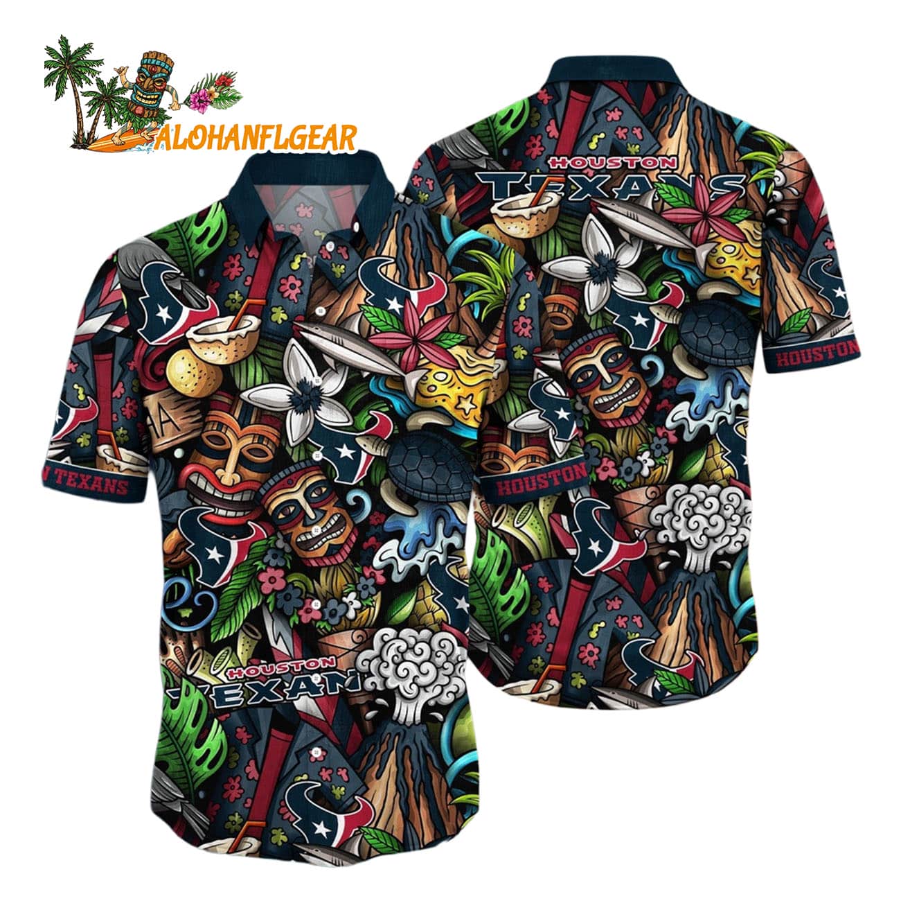 Houston Texans Flower Tiki Me Off Hawaiian Shirt, Houston Texans Aloha Shirt Houston Texans Flower Tiki Me Off Hawaiian Shirt, Houston Texans Aloha Shirt