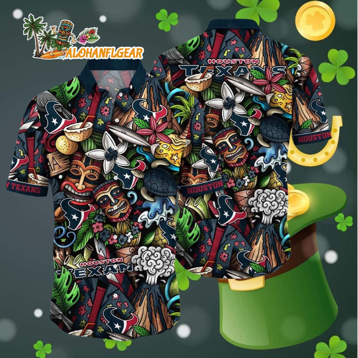 Houston Texans Flower Tiki Me Off Hawaiian Shirt Houston Texans Aloha Shirt 4