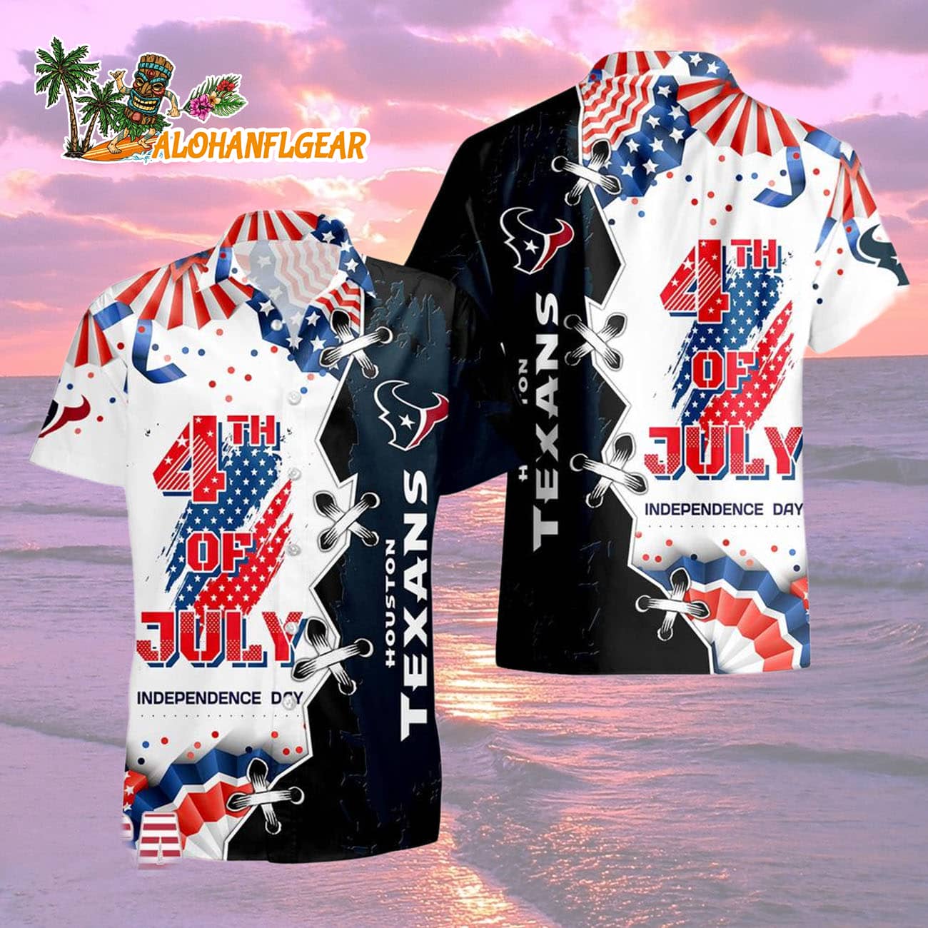 Houston Texans Happy Independence Day Resurgence Hawaiian Shirt, NFL Aloha Shirt Houston Texans Happy Independence Day Resurgence Hawaiian Shirt, NFL Aloha Shirt