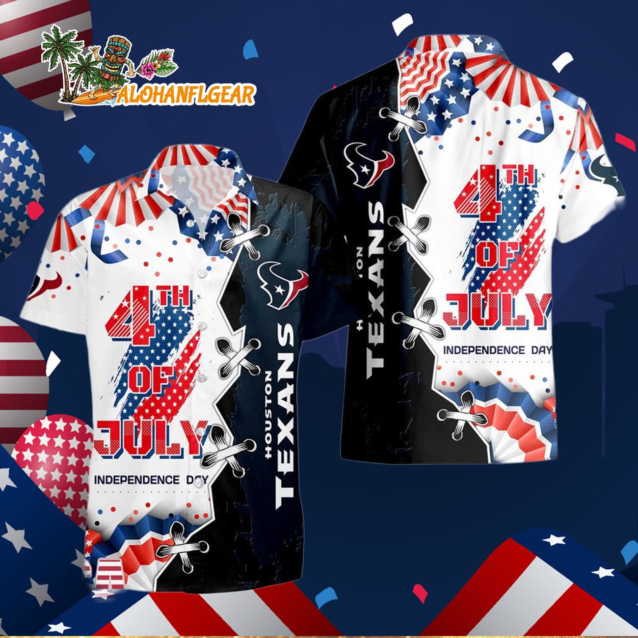 Houston Texans Happy Independence Day Resurgence Hawaiian Shirt, NFL Aloha Shirt Houston Texans Happy Independence Day Resurgence Hawaiian Shirt, NFL Aloha Shirt