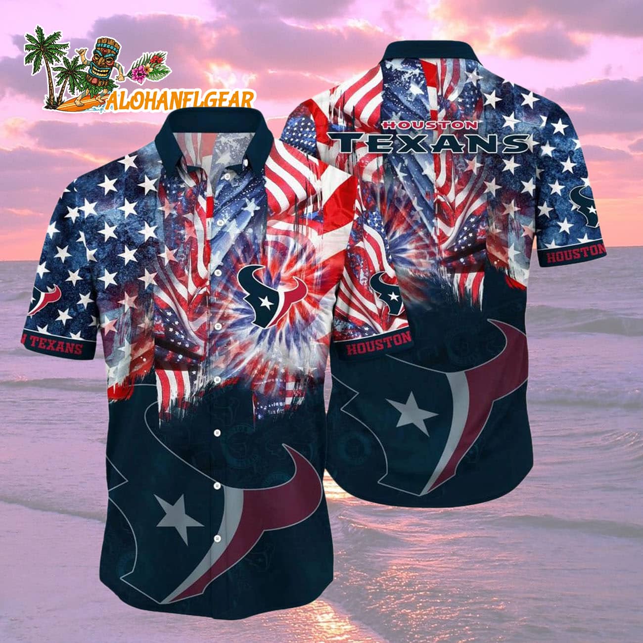Houston Texans Independence Day Hawaiian Shirt, NFL Aloha Shirt Houston Texans Independence Day Hawaiian Shirt, NFL Aloha Shirt