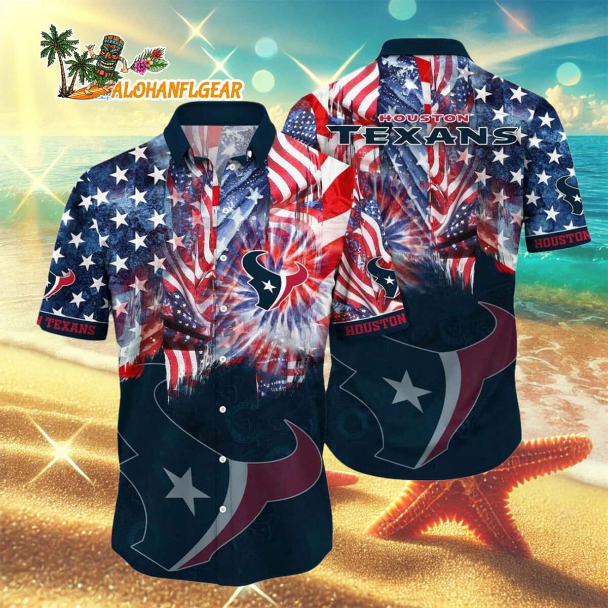 Houston Texans Independence Day Hawaiian Shirt NFL Aloha Shirt 3