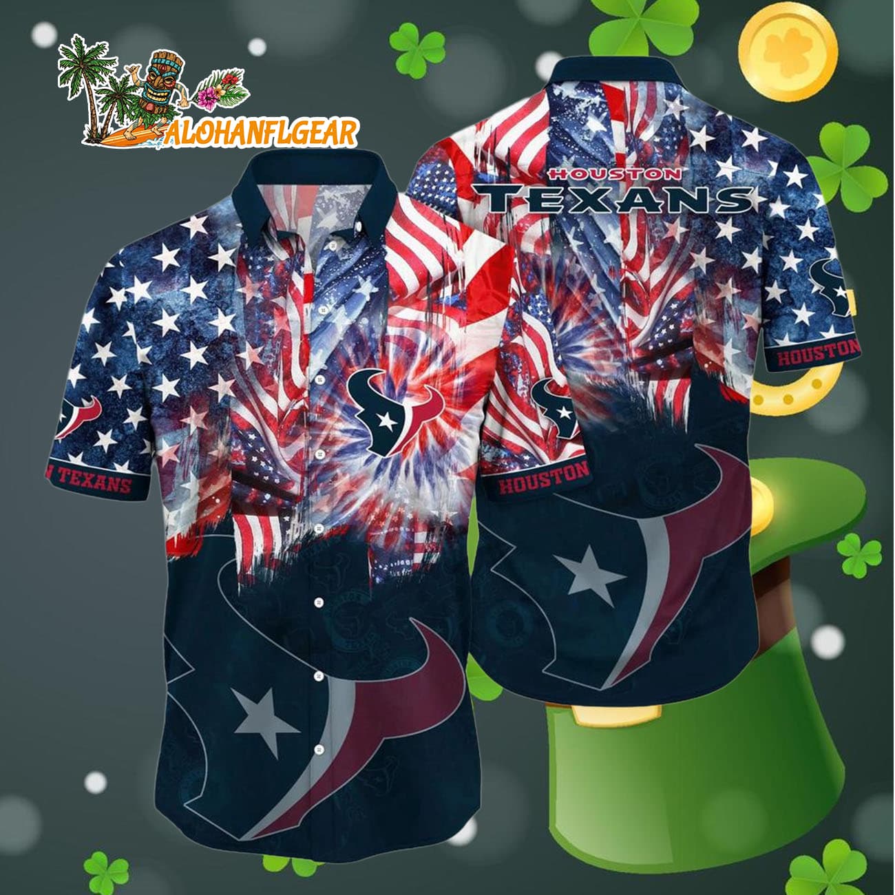 Houston Texans Independence Day Hawaiian Shirt, NFL Aloha Shirt Houston Texans Independence Day Hawaiian Shirt, NFL Aloha Shirt