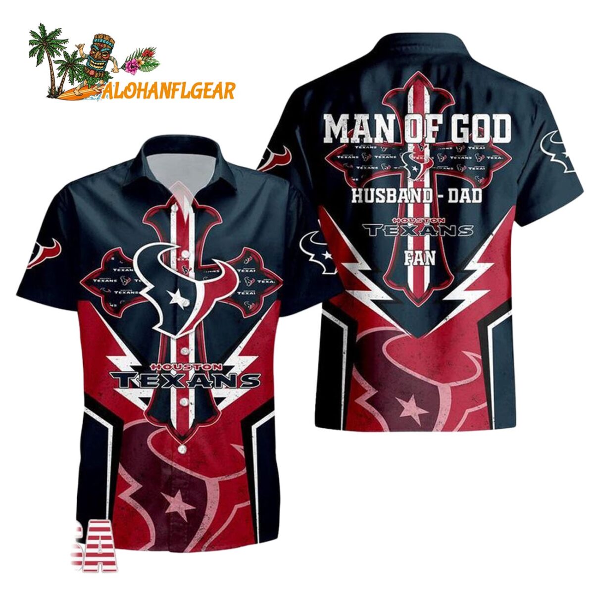 Houston Texans Man Of God Gift For Fathers Day Hawaiian Shirt Houston Texans Aloha Shirt 1