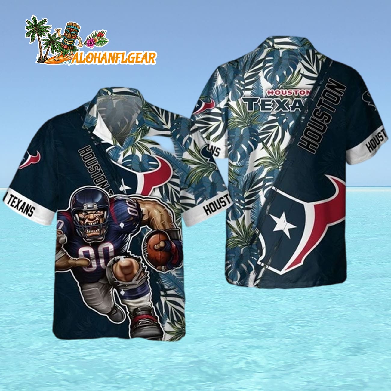 Houston Texans Mascot Summer Hawaiian Shirt, Houston Texans Aloha Shirt Houston Texans Mascot Summer Hawaiian Shirt, Houston Texans Aloha Shirt