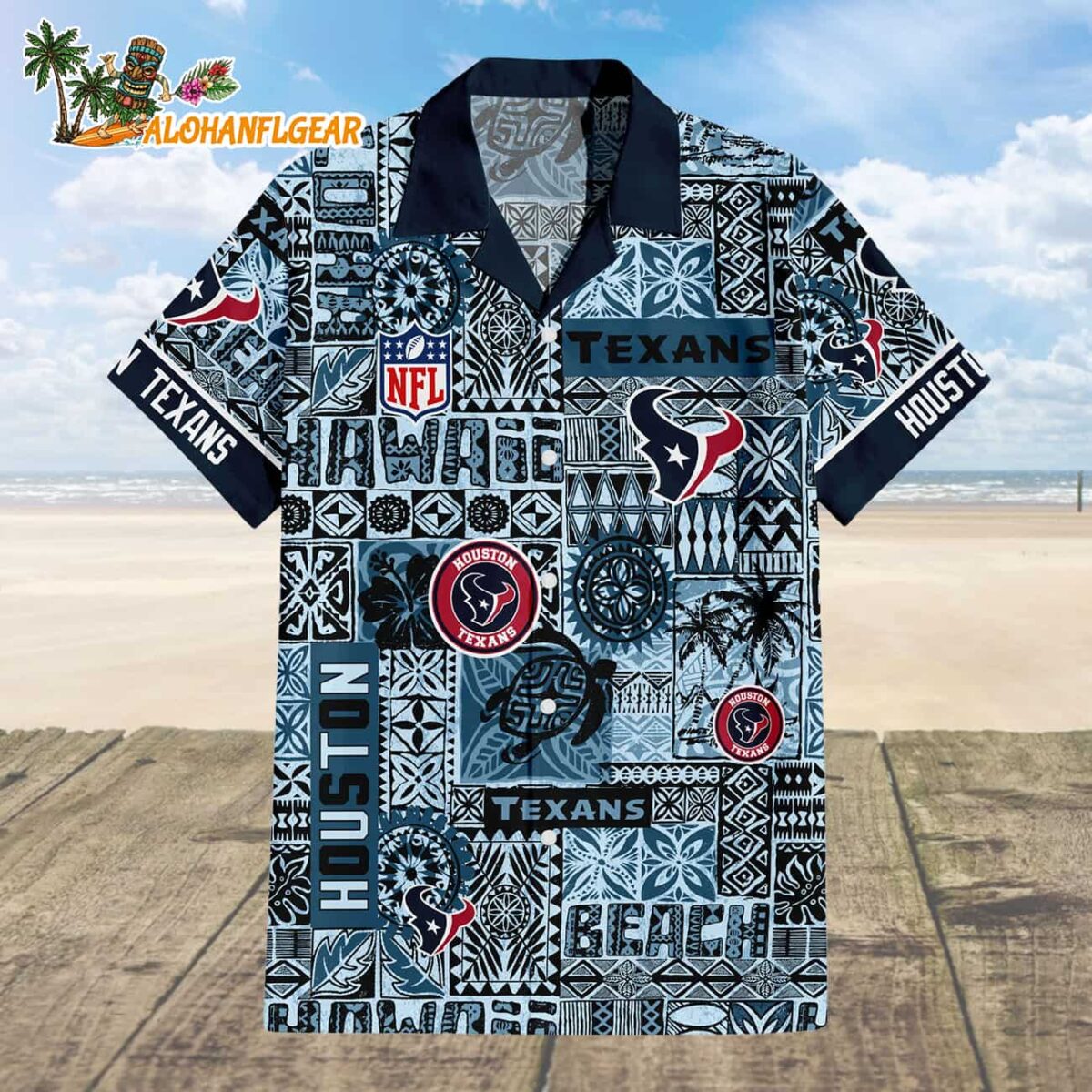 Houston Texans Tapa Patterns Hawaiian Shirt NFL Aloha Shirt 1