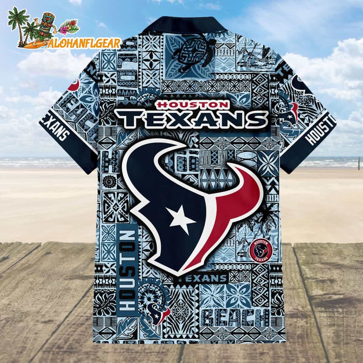 Houston Texans Tapa Patterns Hawaiian Shirt NFL Aloha Shirt 2