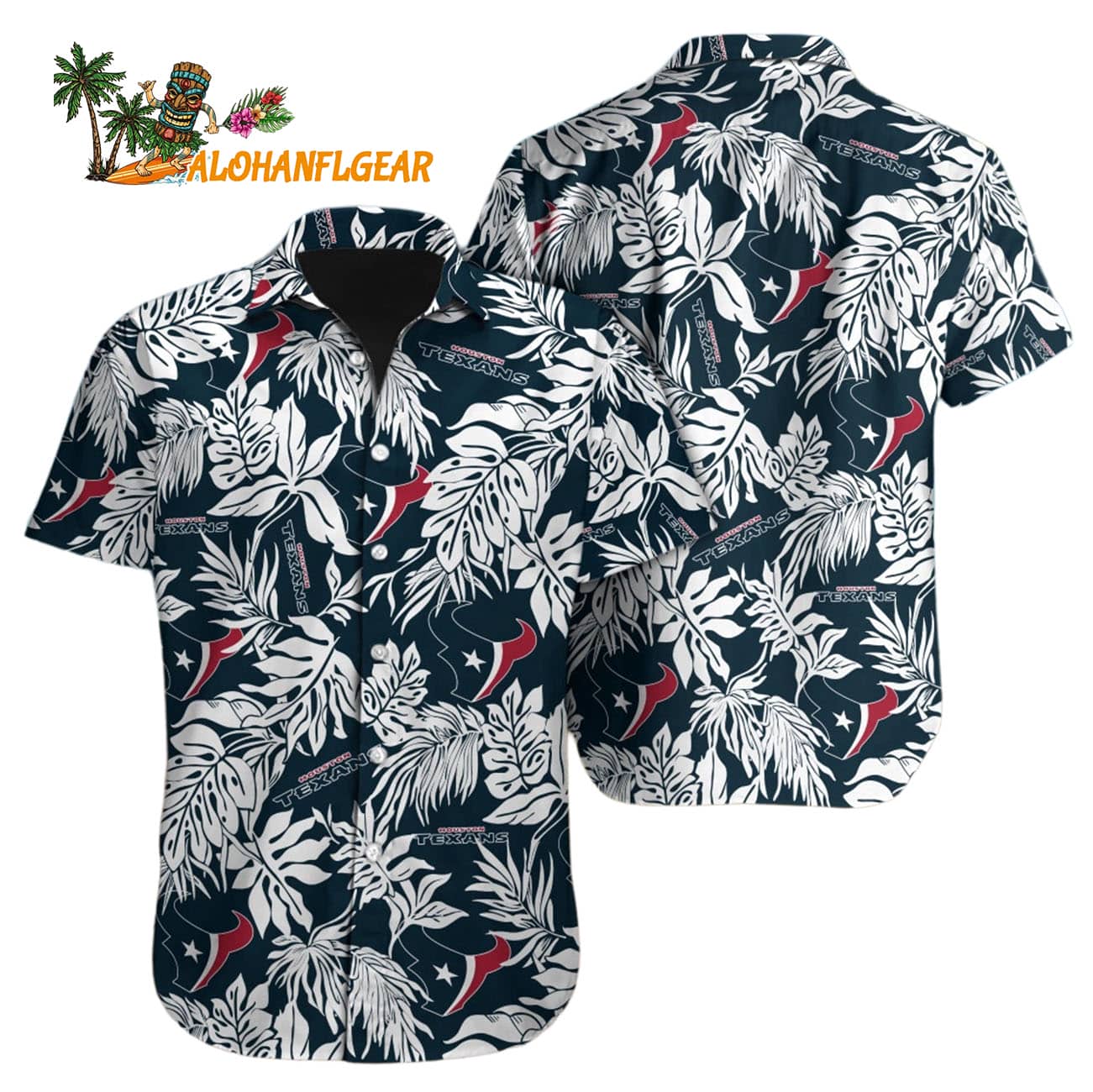 Houston Texans Tropical Leafs Designs Hawaiian Shirt, Houston Texans Aloha Shirt Houston Texans Tropical Leafs Designs Hawaiian Shirt, Houston Texans Aloha Shirt