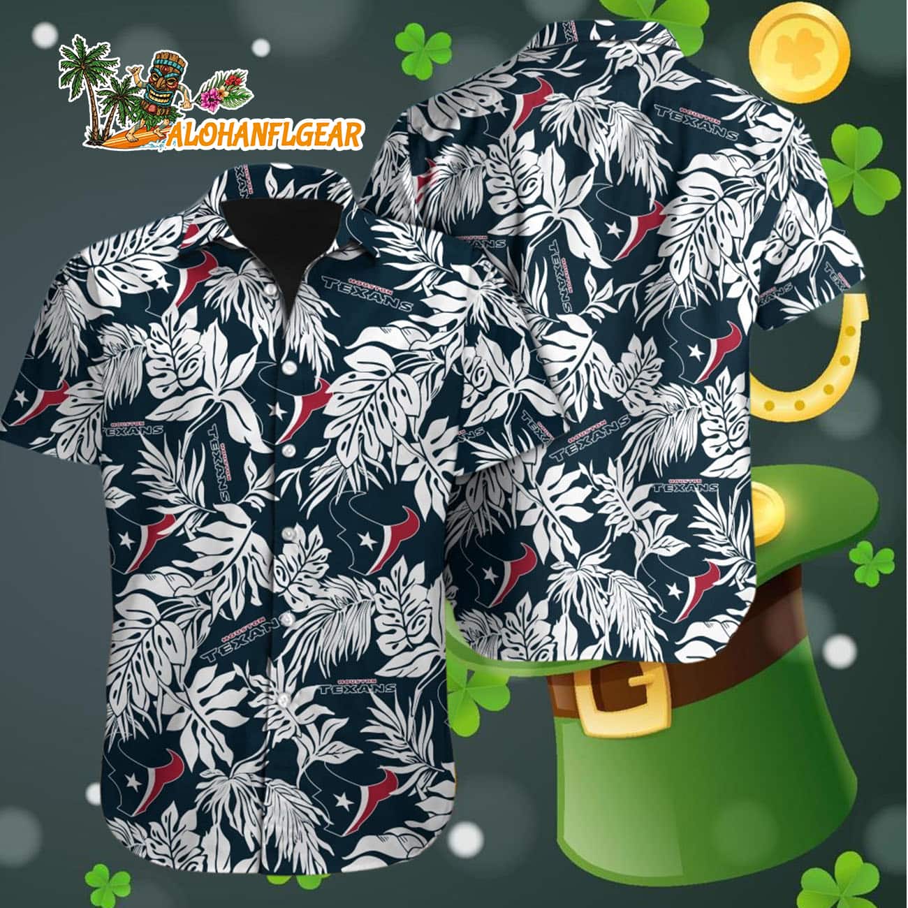 Houston Texans Tropical Leafs Designs Hawaiian Shirt, Houston Texans Aloha Shirt Houston Texans Tropical Leafs Designs Hawaiian Shirt, Houston Texans Aloha Shirt