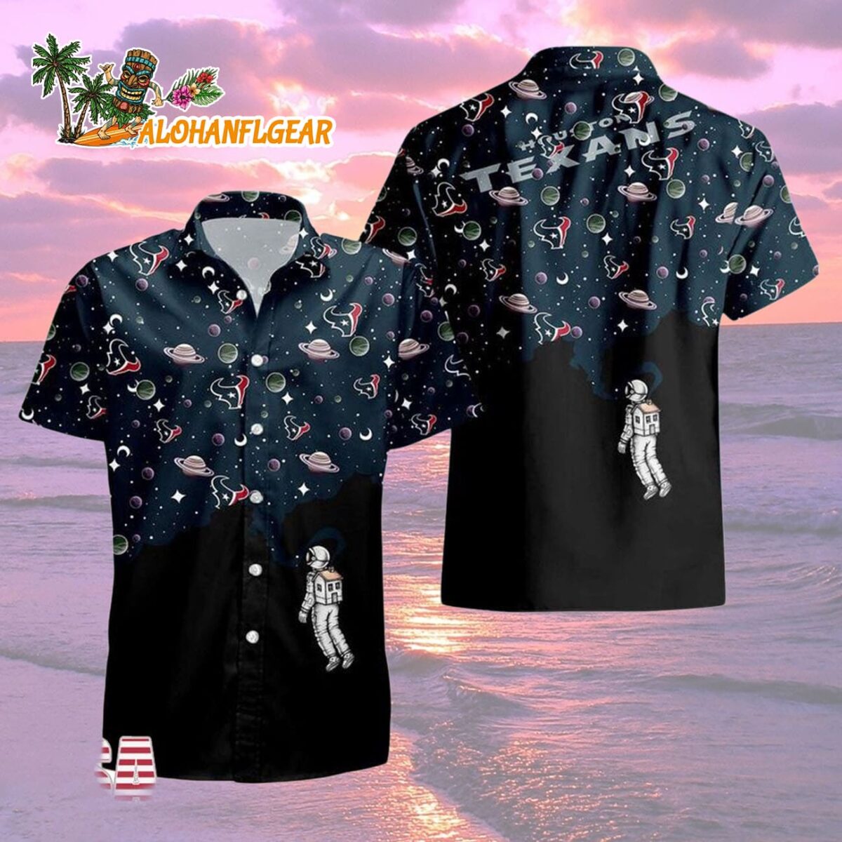 Houston Texans Universal Astronaut Pattern Hawaiian Shirt, Houston Texans Aloha Shirt 1 Houston Texans Universal Astronaut Pattern Hawaiian Shirt Houston Texans Aloha Shirt 2