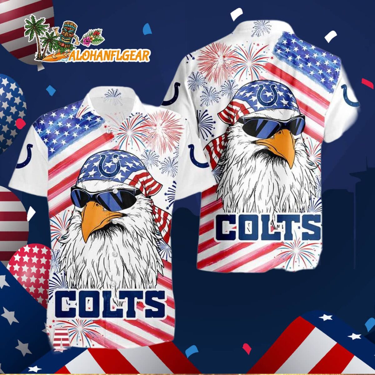 Indianapolis Colts American Eagle Emblem Hawaiian Shirt 2 Indianapolis Colts American Eagle Emblem Hawaiian Shirt Indianapolis Colts Aloha Shirt 3