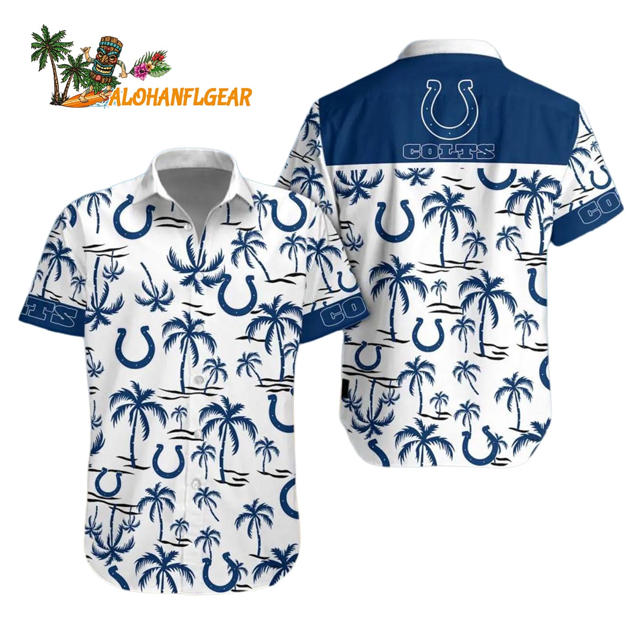 Indianapolis Colts Coconut Logo Beach Hawaiian Shirt, NFL Aloha Shirt Indianapolis Colts Coconut Logo Beach Hawaiian Shirt, NFL Aloha Shirt