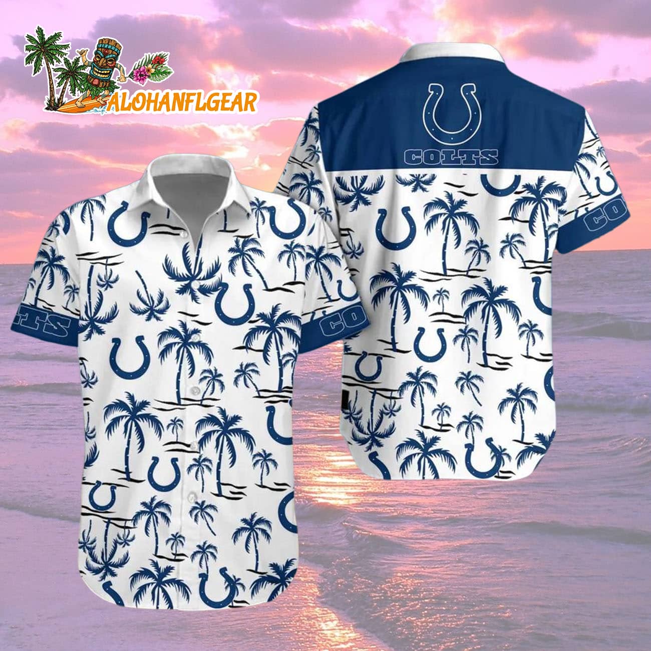 Indianapolis Colts Coconut Logo Beach Hawaiian Shirt, NFL Aloha Shirt Indianapolis Colts Coconut Logo Beach Hawaiian Shirt, NFL Aloha Shirt
