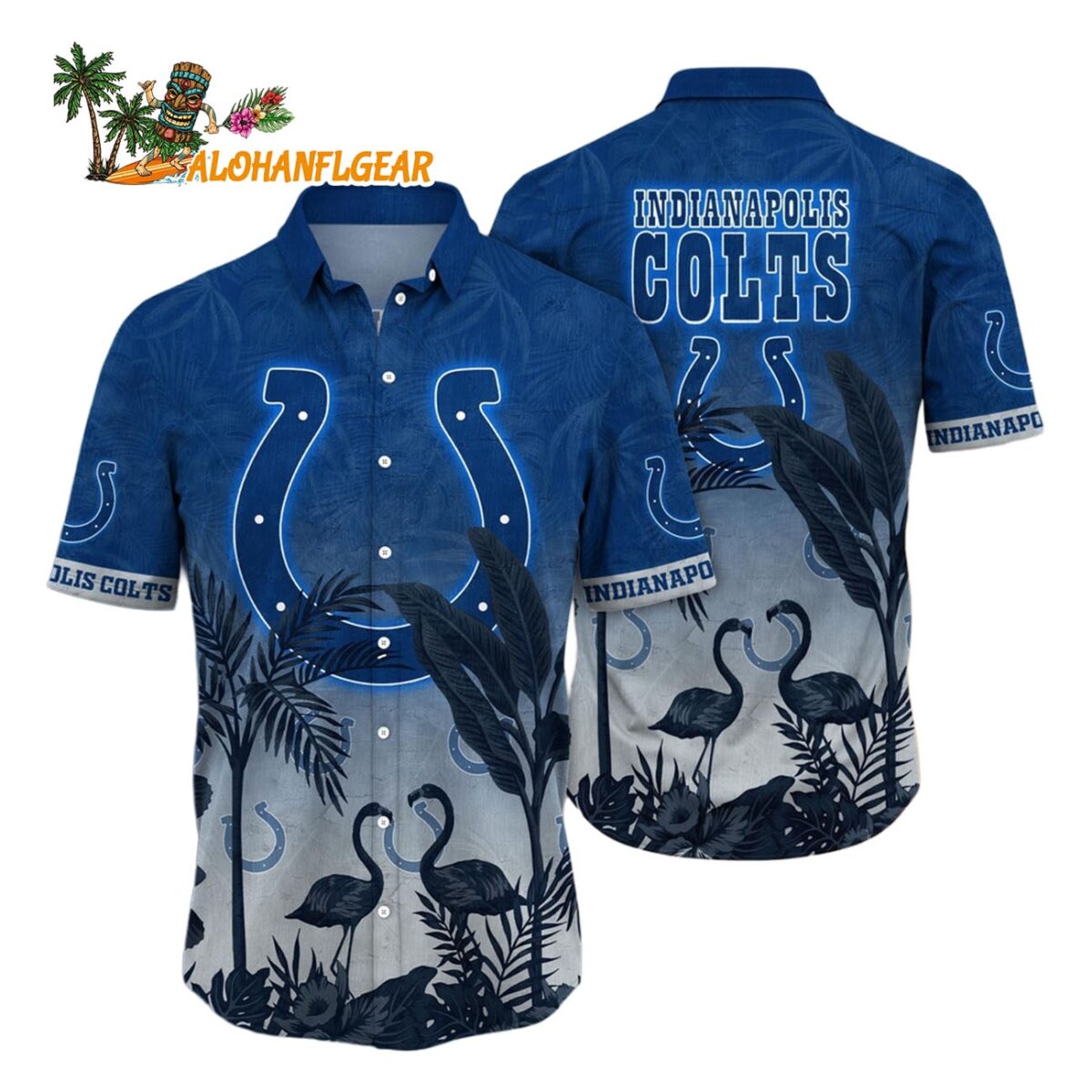 Indianapolis Colts Flamingo And Flower Funny Hawaiian Shirt Indianapolis Colts Aloha Shirt 1