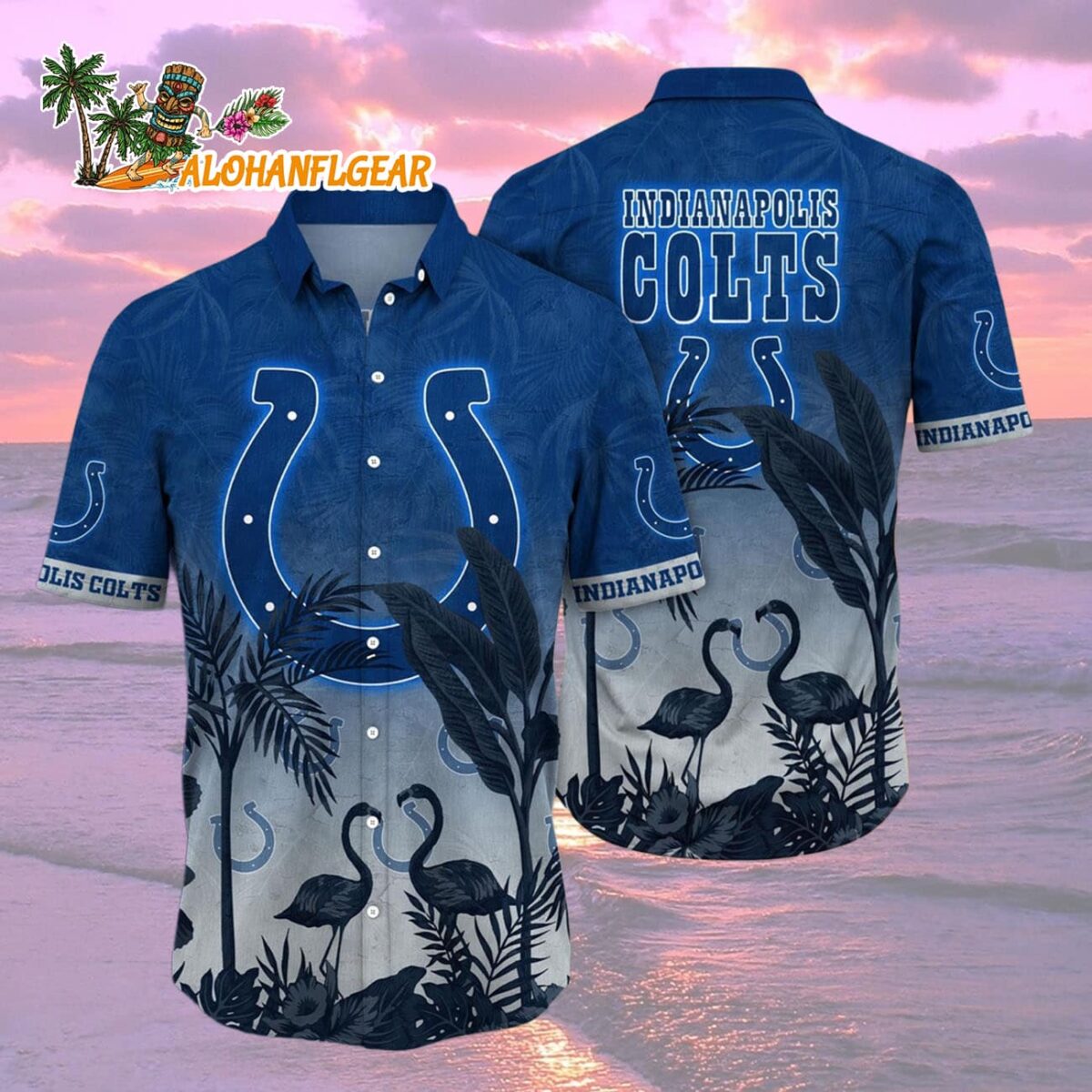 Indianapolis Colts Flamingo And Flower Funny Hawaiian Shirt Indianapolis Colts Aloha Shirt 2
