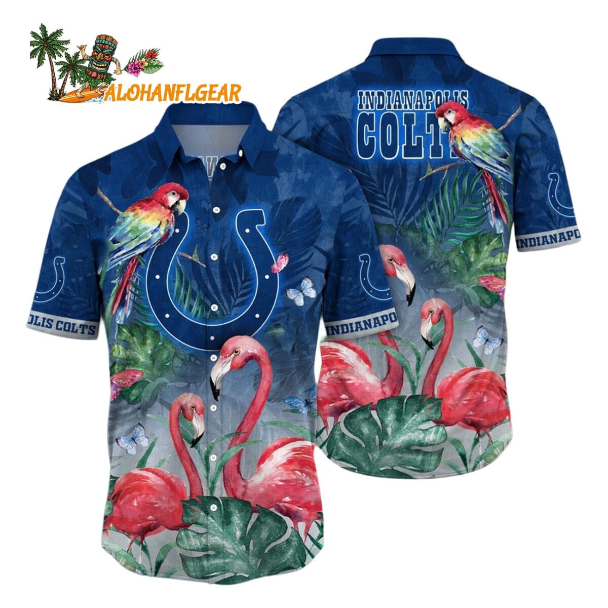 Indianapolis Colts Flamingo And Flower Hawaiian Shirt Indianapolis Colts Aloha Shirt 1