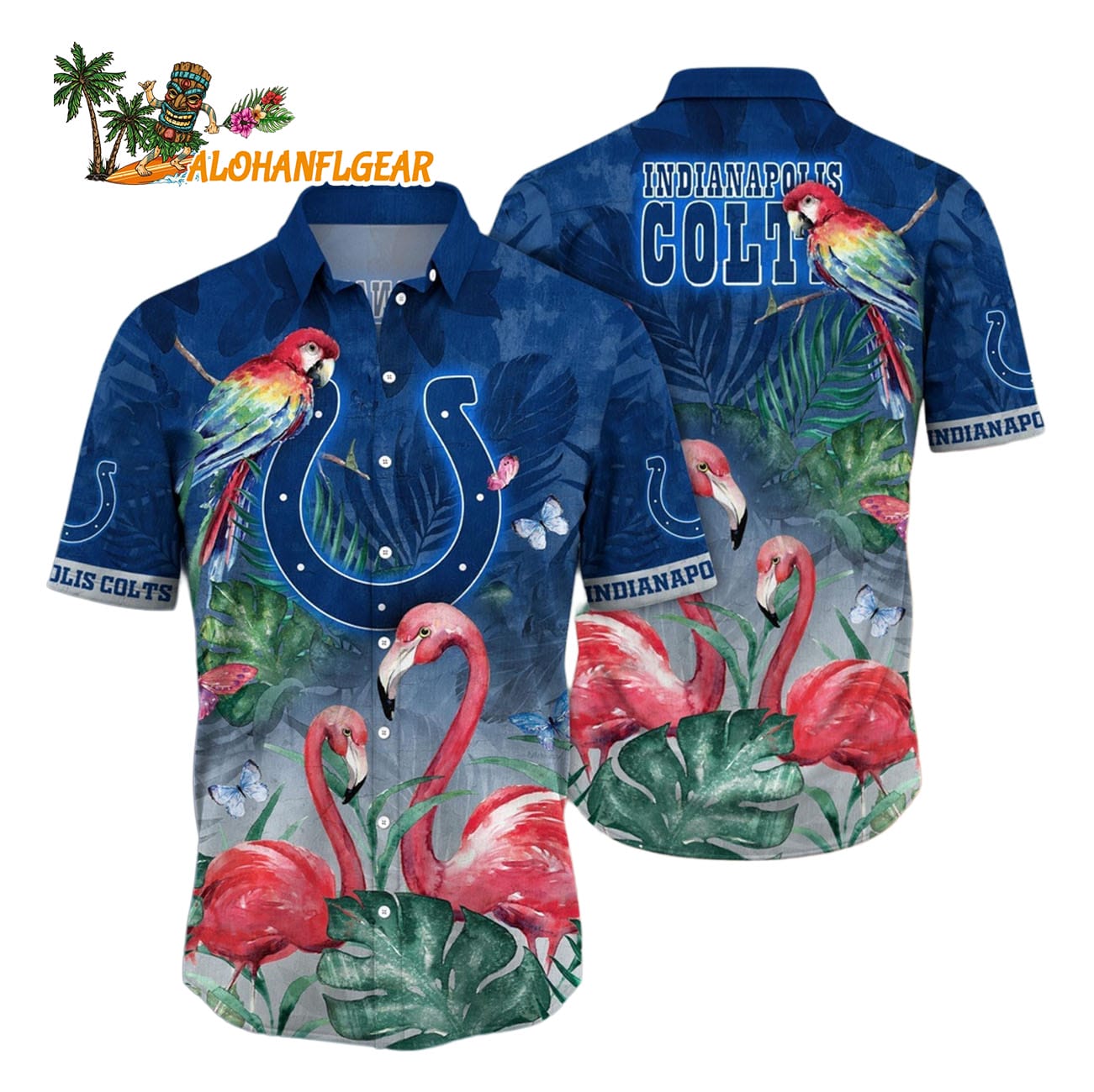 Indianapolis Colts Flamingo And Flower Hawaiian Shirt, Indianapolis Colts Aloha Shirt Indianapolis Colts Flamingo And Flower Hawaiian Shirt, Indianapolis Colts Aloha Shirt
