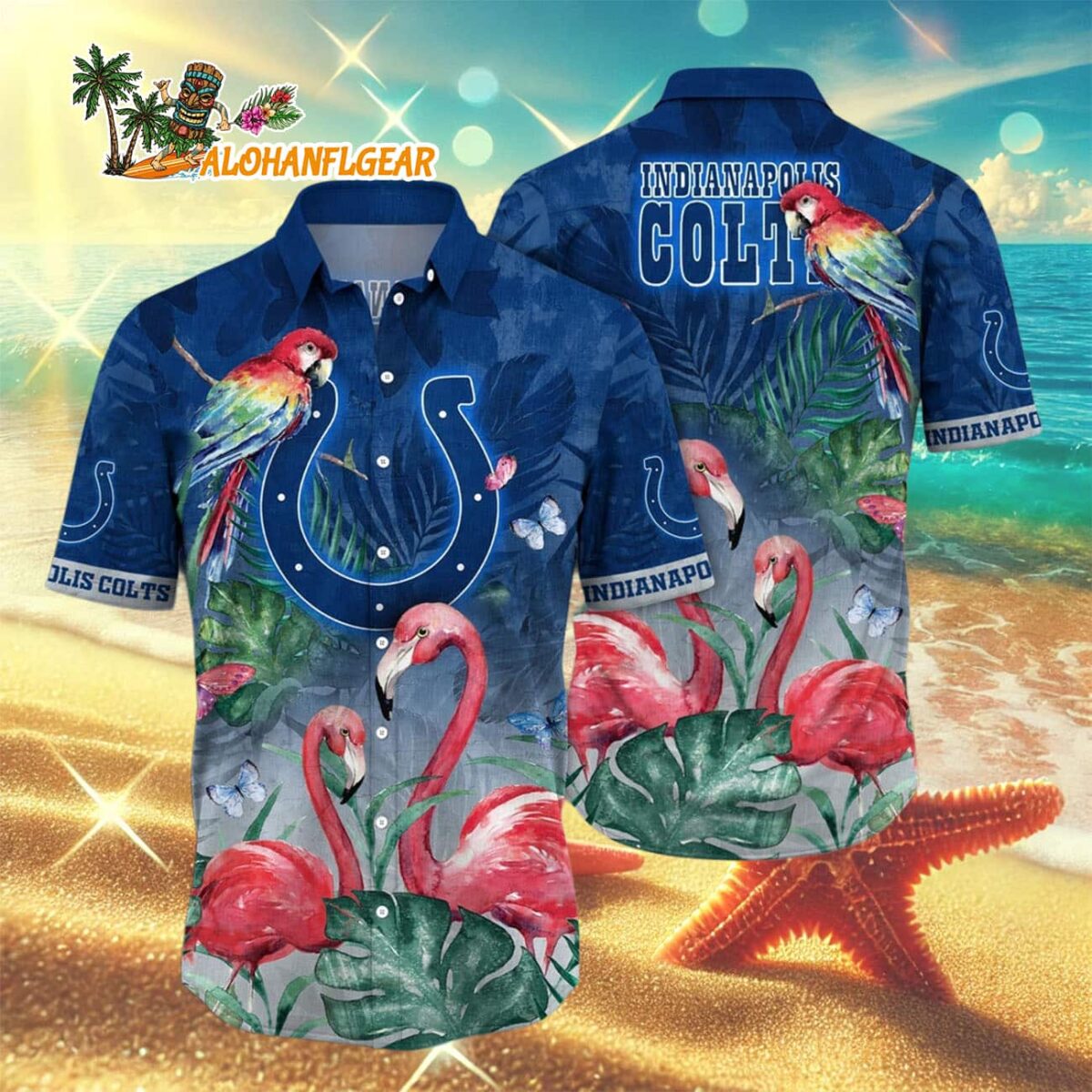 Indianapolis Colts Flamingo And Flower Hawaiian Shirt, Indianapolis Colts Aloha Shirt 2 Indianapolis Colts Flamingo And Flower Hawaiian Shirt Indianapolis Colts Aloha Shirt 3