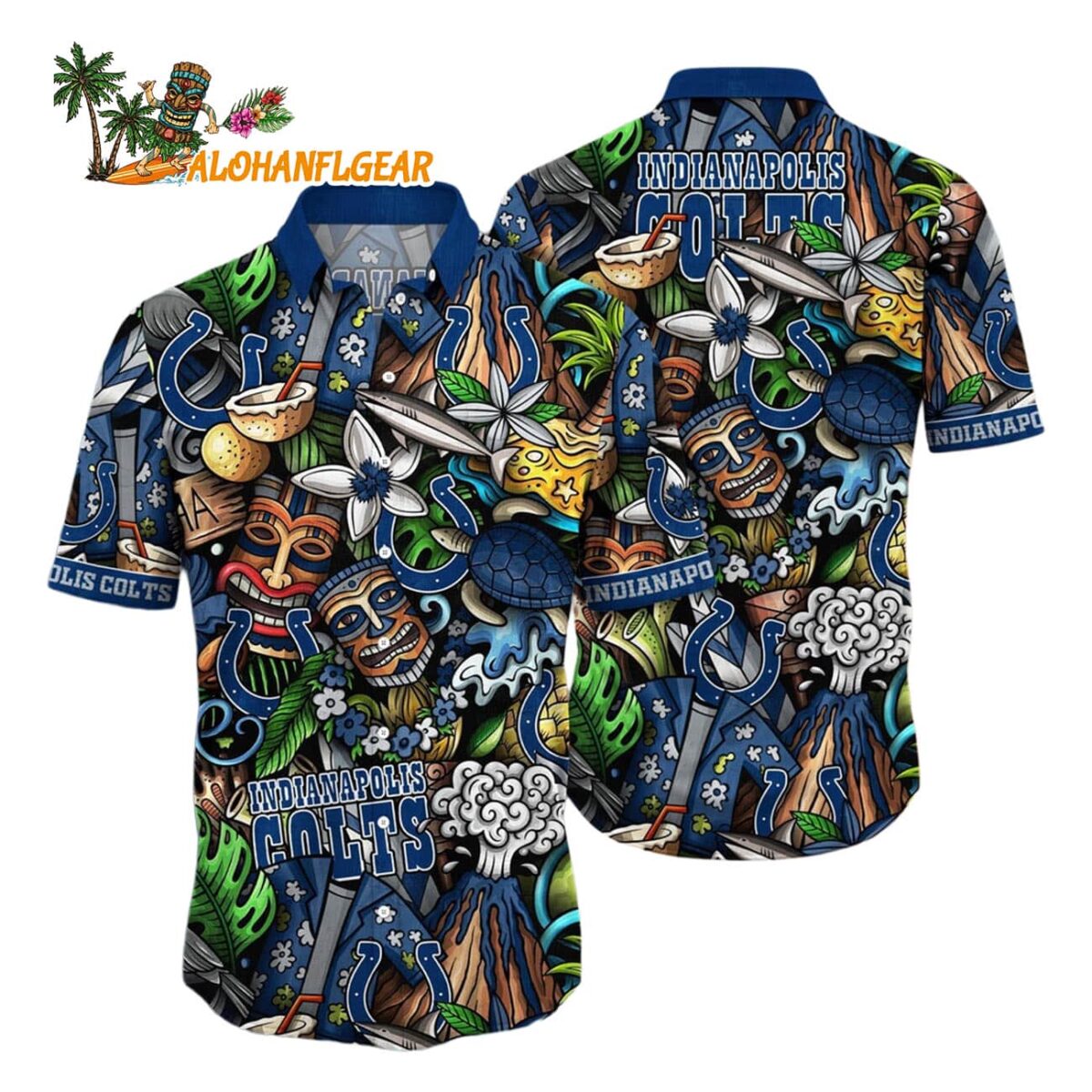 Indianapolis Colts Flower Tiki Me Off Hawaiian Shirt Indianapolis Colts Aloha Shirt 1