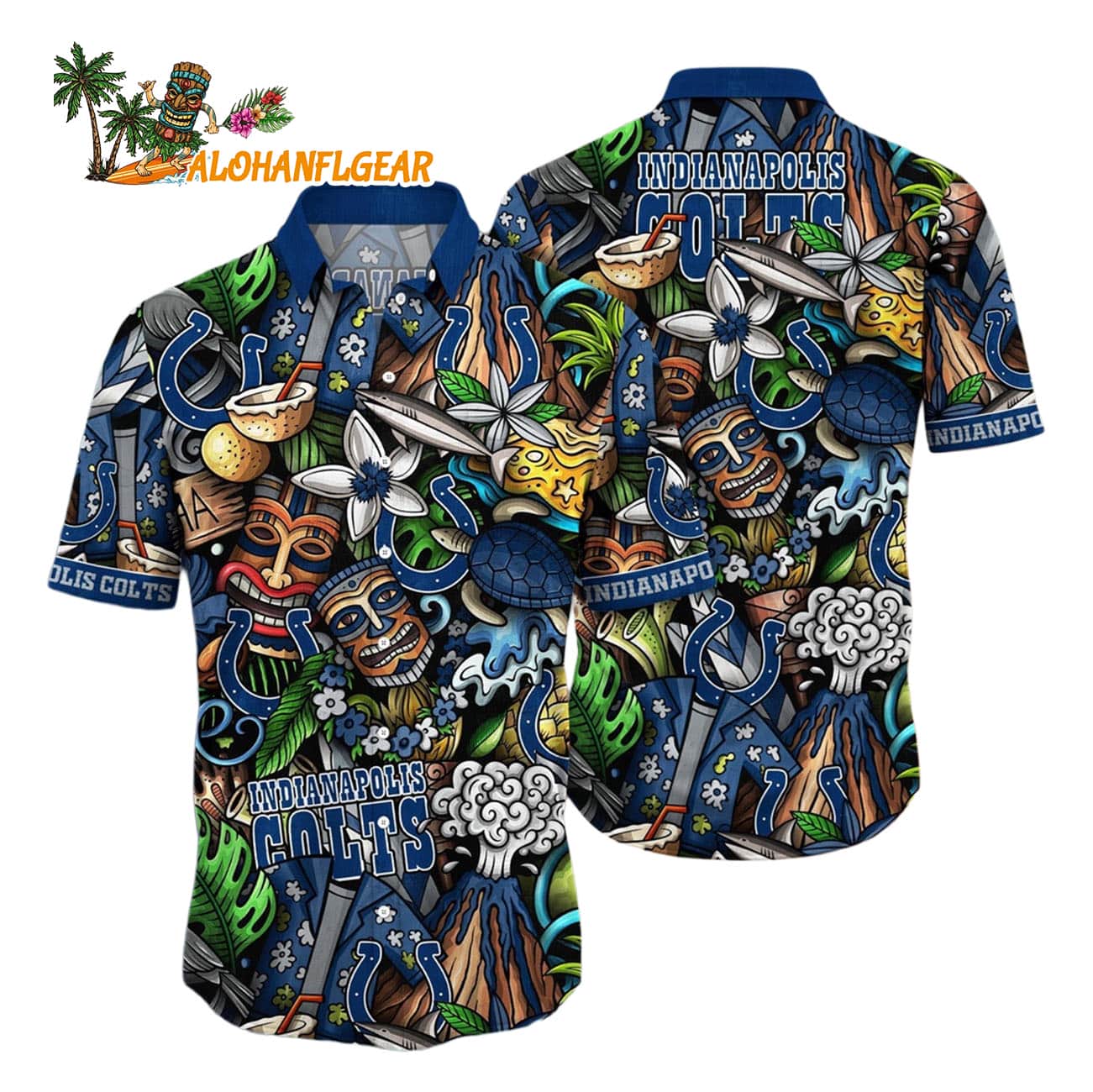 Indianapolis Colts Flower Tiki Me Off Hawaiian Shirt, Indianapolis Colts Aloha Shirt Indianapolis Colts Flower Tiki Me Off Hawaiian Shirt, Indianapolis Colts Aloha Shirt