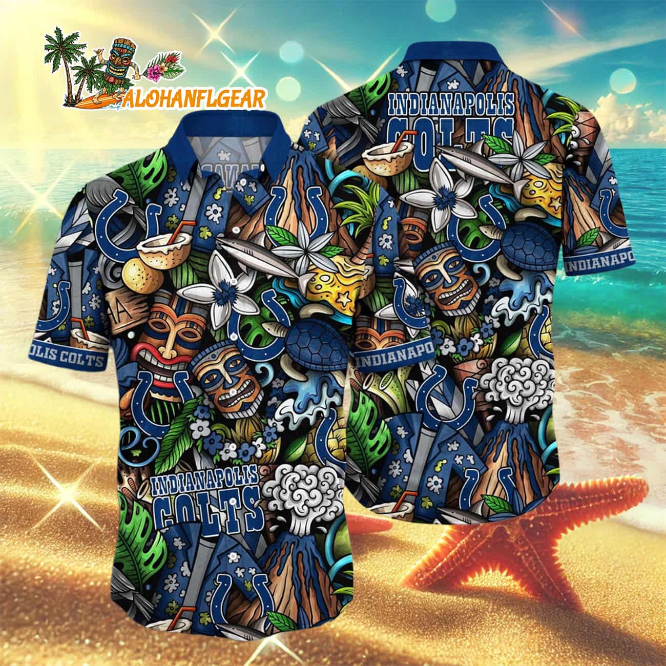 Indianapolis Colts Flower Tiki Me Off Hawaiian Shirt, Indianapolis Colts Aloha Shirt Indianapolis Colts Flower Tiki Me Off Hawaiian Shirt, Indianapolis Colts Aloha Shirt