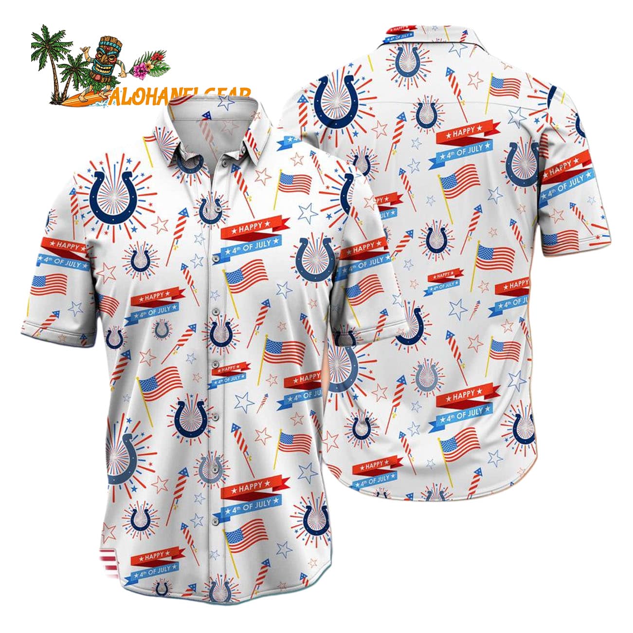 Indianapolis Colts Happy 4th Of July Hawaiian Shirt, NFL Aloha Shirt Indianapolis Colts Happy 4th Of July Hawaiian Shirt, NFL Aloha Shirt
