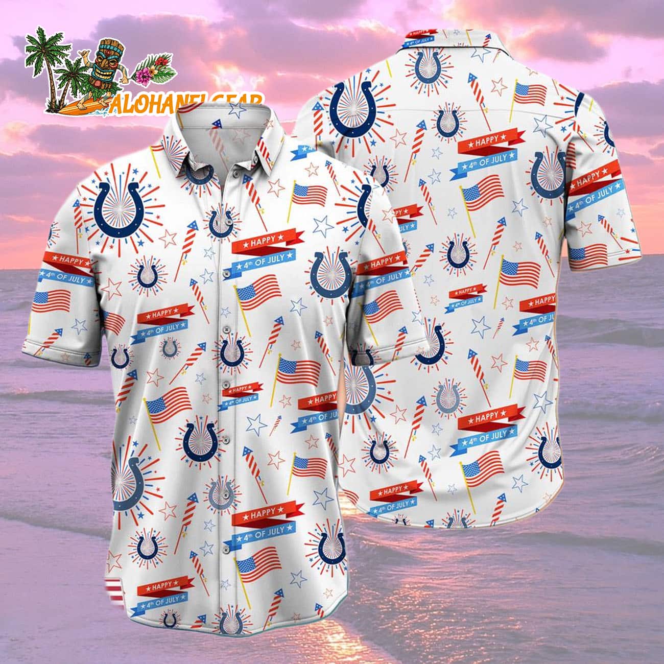 Indianapolis Colts Happy 4th Of July Hawaiian Shirt, NFL Aloha Shirt Indianapolis Colts Happy 4th Of July Hawaiian Shirt, NFL Aloha Shirt