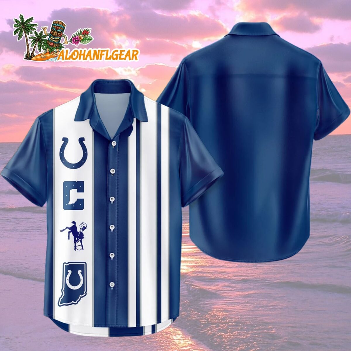 Indianapolis Colts Hawaiian Shirt Classic Color Contrast, Indianapolis Colts Aloha Shirt 1 Indianapolis Colts Hawaiian Shirt Classic Color Contrast 2