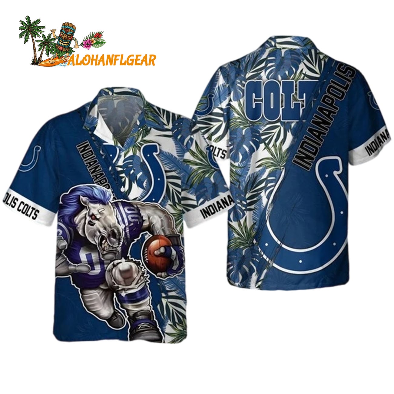 Indianapolis Colts Mascot Summer Hawaiian Shirt, Indianapolis Colts Aloha Shirt Indianapolis Colts Mascot Summer Hawaiian Shirt, Indianapolis Colts Aloha Shirt