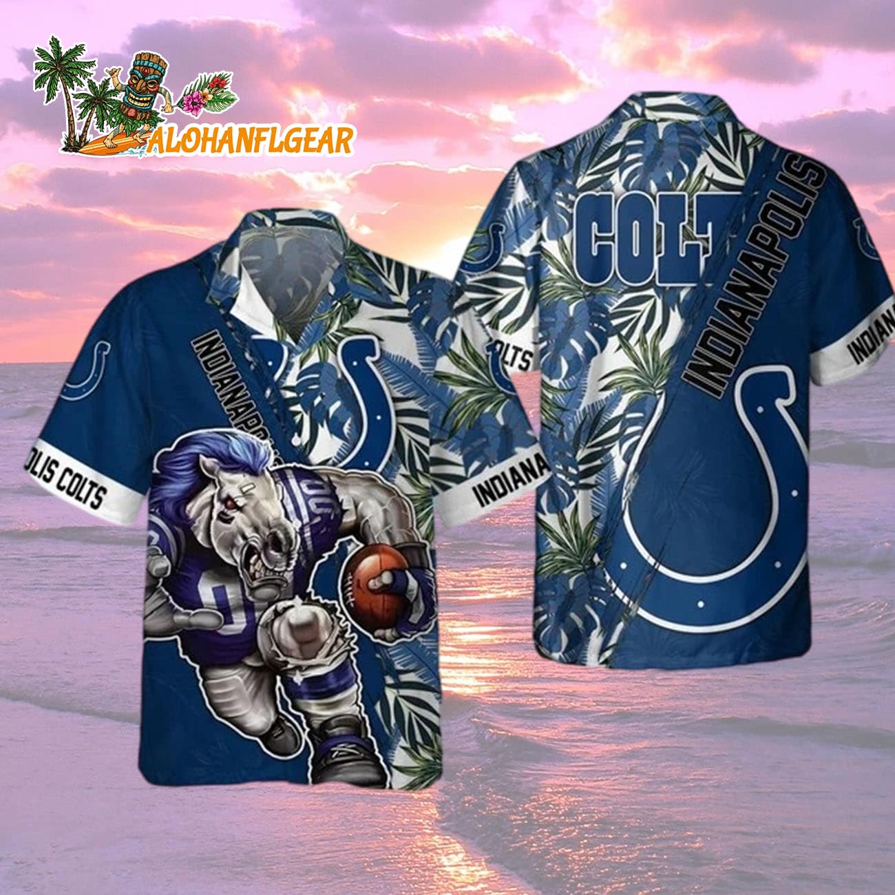 Indianapolis Colts Mascot Summer Hawaiian Shirt, Indianapolis Colts Aloha Shirt Indianapolis Colts Mascot Summer Hawaiian Shirt, Indianapolis Colts Aloha Shirt