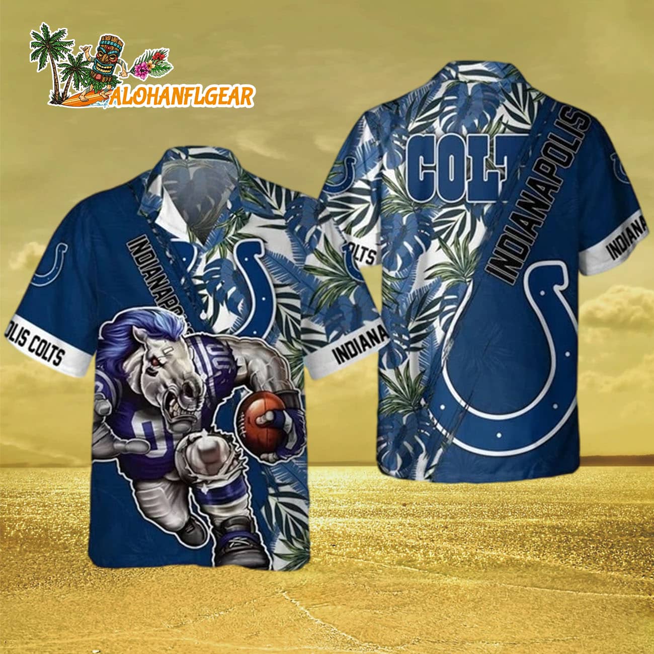 Indianapolis Colts Mascot Summer Hawaiian Shirt, Indianapolis Colts Aloha Shirt Indianapolis Colts Mascot Summer Hawaiian Shirt, Indianapolis Colts Aloha Shirt