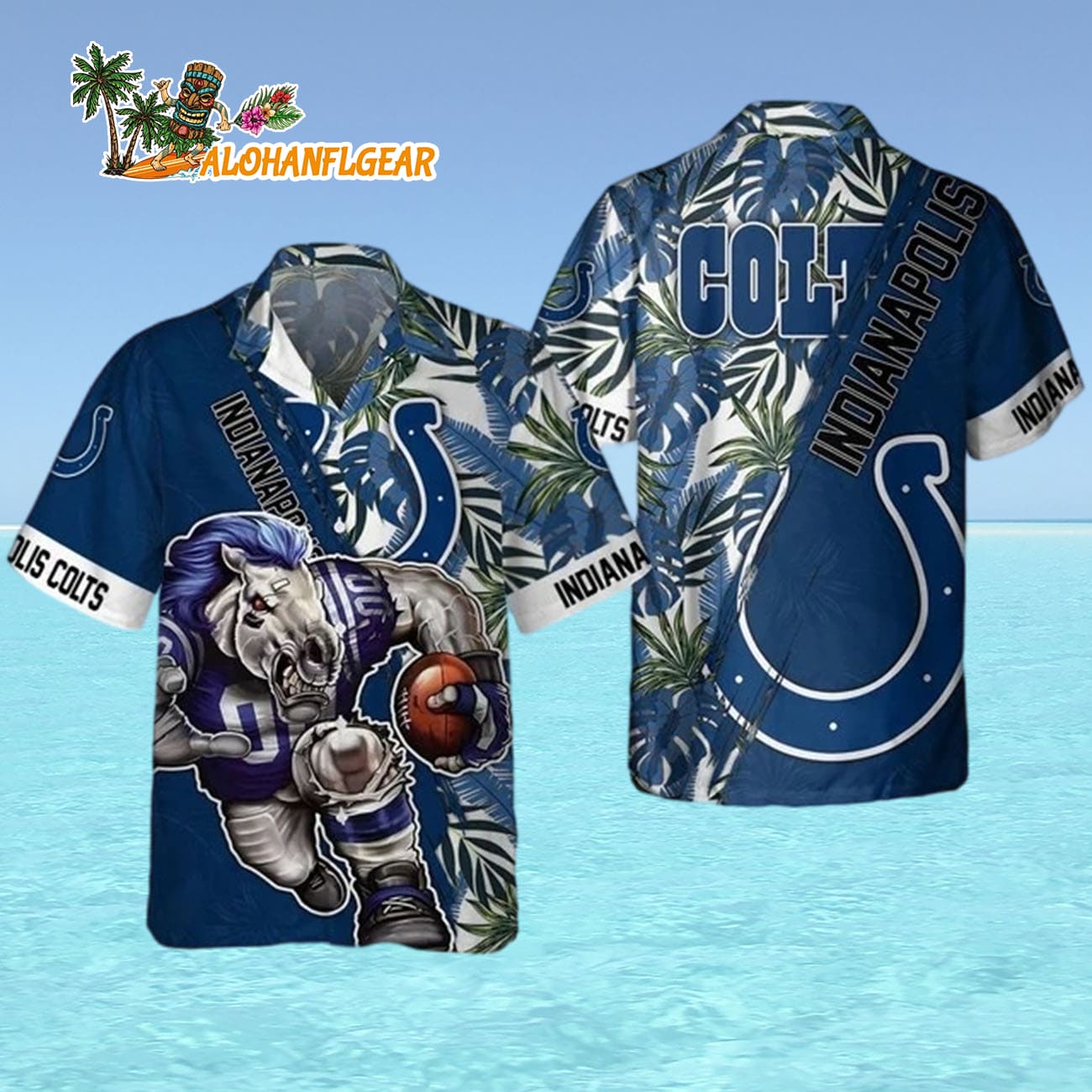 Indianapolis Colts Mascot Summer Hawaiian Shirt, Indianapolis Colts Aloha Shirt Indianapolis Colts Mascot Summer Hawaiian Shirt, Indianapolis Colts Aloha Shirt