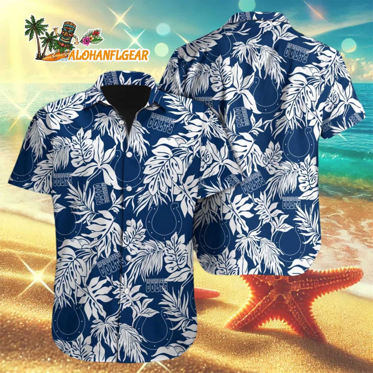 Indianapolis Colts Tropical Leafs Designs Hawaiian Shirt, Indianapolis Colts Aloha Shirt 2 Indianapolis Colts Tropical Leafs Designs Hawaiian Shirt Indianapolis Colts Aloha Shirt 3