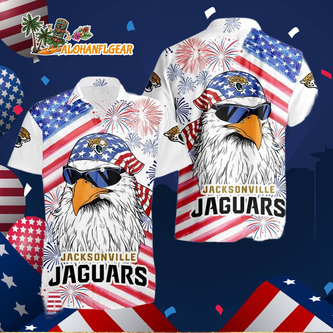 Jacksonville Jaguars American Eagle Emblem Hawaiian Shirt Jacksonville Jaguars American Eagle Emblem Hawaiian Shirt