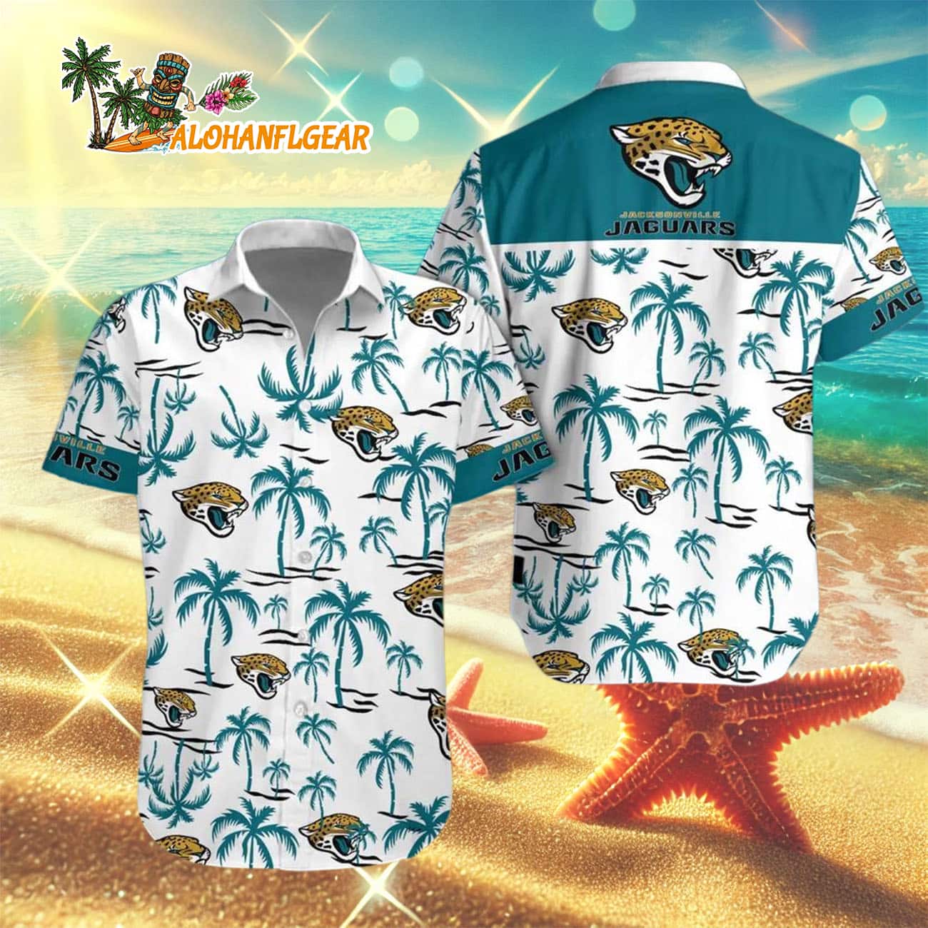 Jacksonville Jaguars Coconut Logo Beach Hawaiian Shirt, NFL Aloha Shirt Jacksonville Jaguars Coconut Logo Beach Hawaiian Shirt, NFL Aloha Shirt