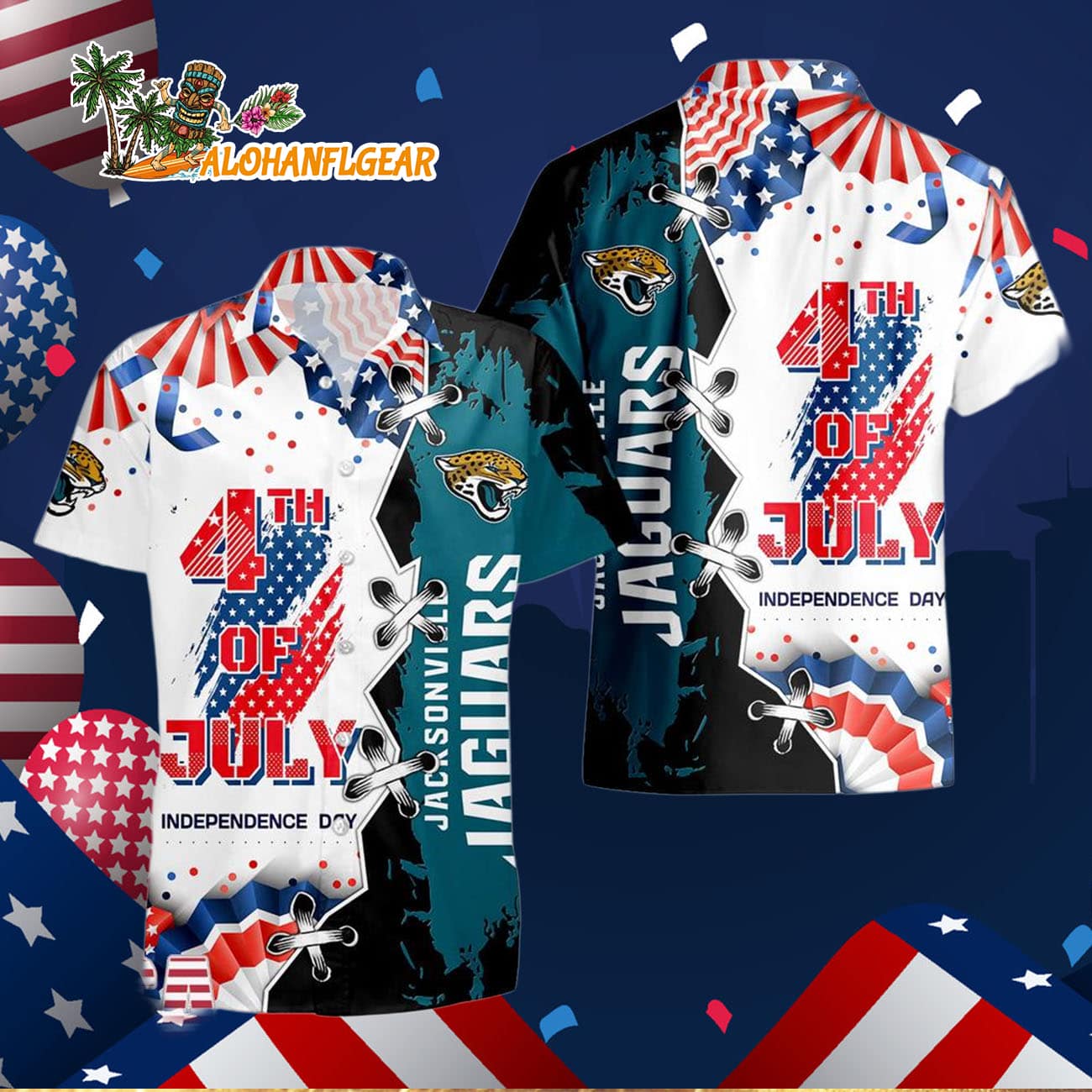 Jacksonville Jaguars Happy Independence Day Resurgence Hawaiian Shirt, NFL Aloha Shirt Jacksonville Jaguars Happy Independence Day Resurgence Hawaiian Shirt, NFL Aloha Shirt