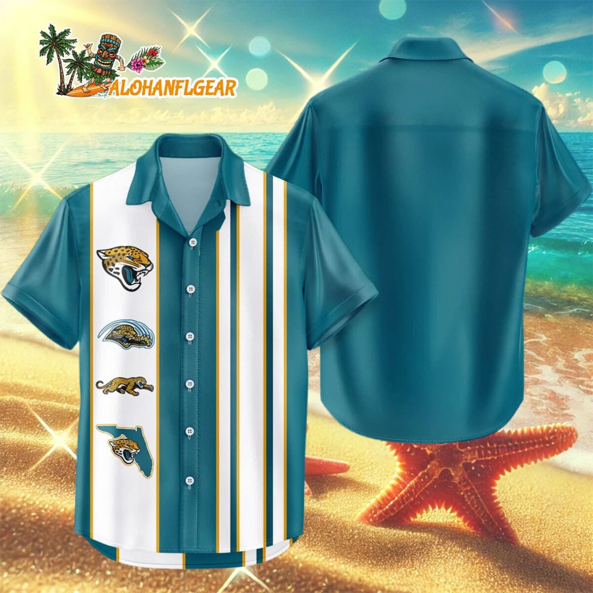 Jacksonville Jaguars Hawaiian Shirt Classic Color Contrast 3