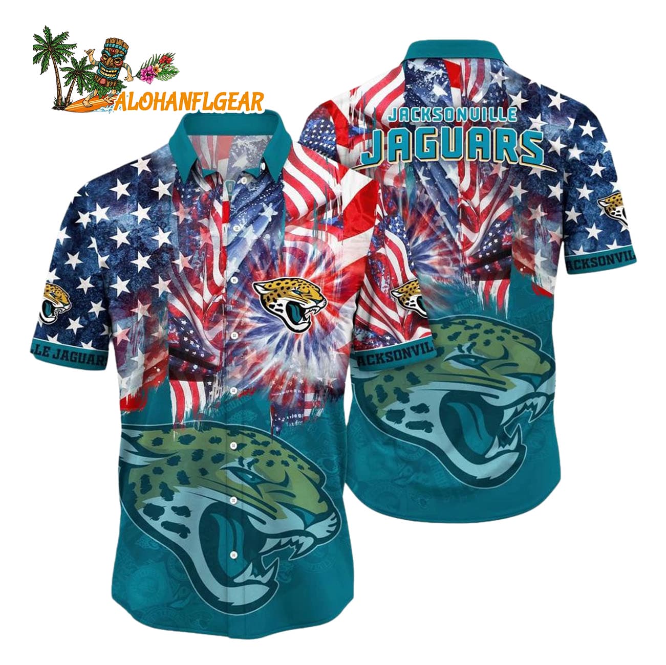 Jacksonville Jaguars Independence Day Hawaiian Shirt, NFL Aloha Shirt Jacksonville Jaguars Independence Day Hawaiian Shirt, NFL Aloha Shirt