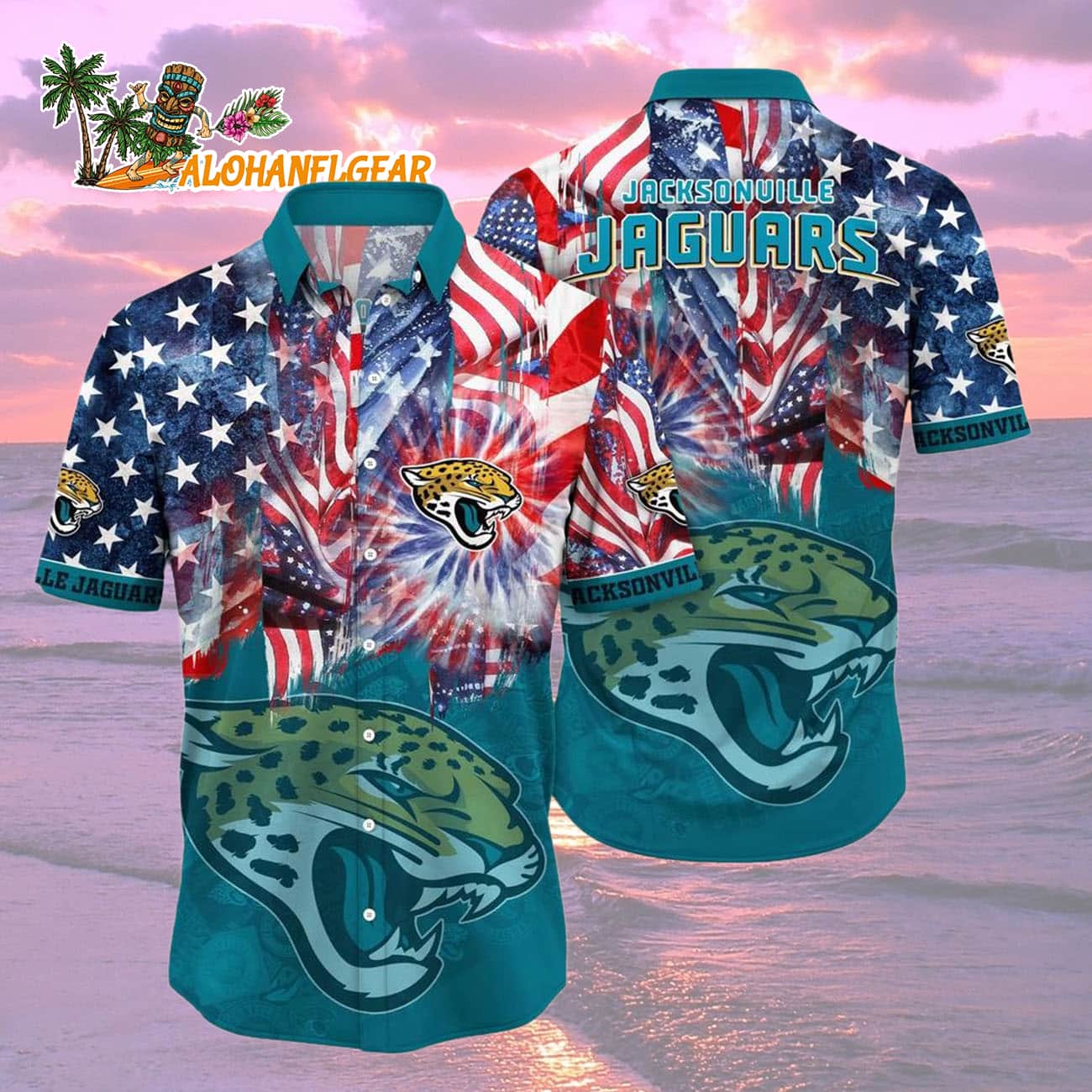 Jacksonville Jaguars Independence Day Hawaiian Shirt, NFL Aloha Shirt Jacksonville Jaguars Independence Day Hawaiian Shirt, NFL Aloha Shirt