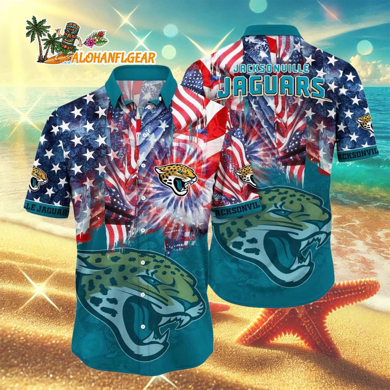 Jacksonville Jaguars Independence Day Hawaiian Shirt, NFL Aloha Shirt Jacksonville Jaguars Independence Day Hawaiian Shirt, NFL Aloha Shirt