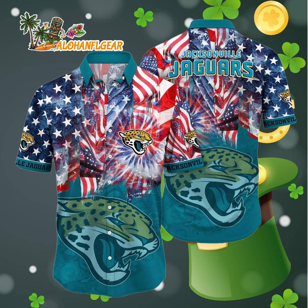Jacksonville Jaguars Independence Day Hawaiian Shirt, NFL Aloha Shirt Jacksonville Jaguars Independence Day Hawaiian Shirt, NFL Aloha Shirt
