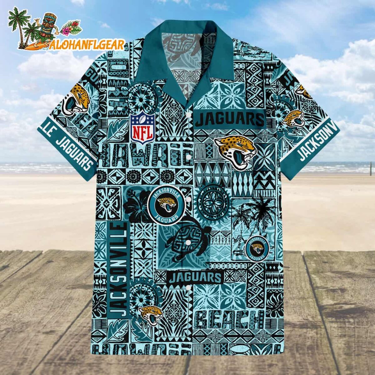 Jacksonville Jaguars Tapa Patterns Hawaiian Shirt NFL Aloha Shirt 1