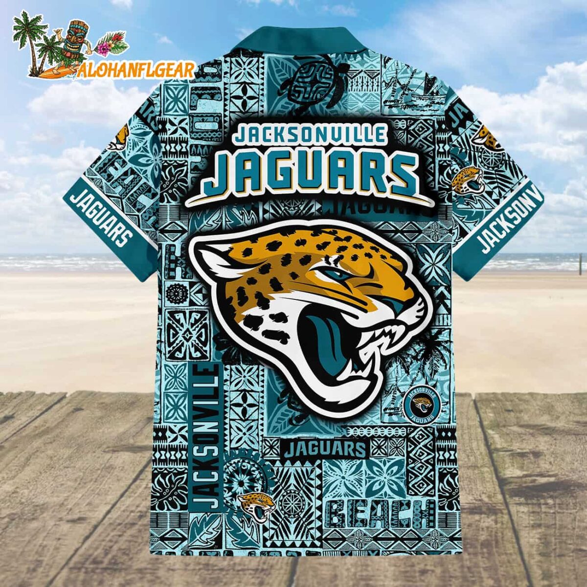 Jacksonville Jaguars Tapa Patterns Hawaiian Shirt NFL Aloha Shirt 2