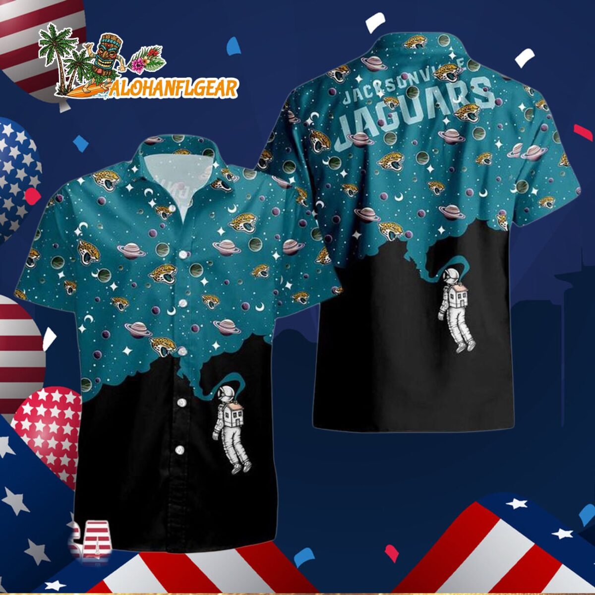 Jacksonville Jaguars Universal Astronaut Pattern Hawaiian Shirt Jacksonville Jaguars Aloha Shirt 3