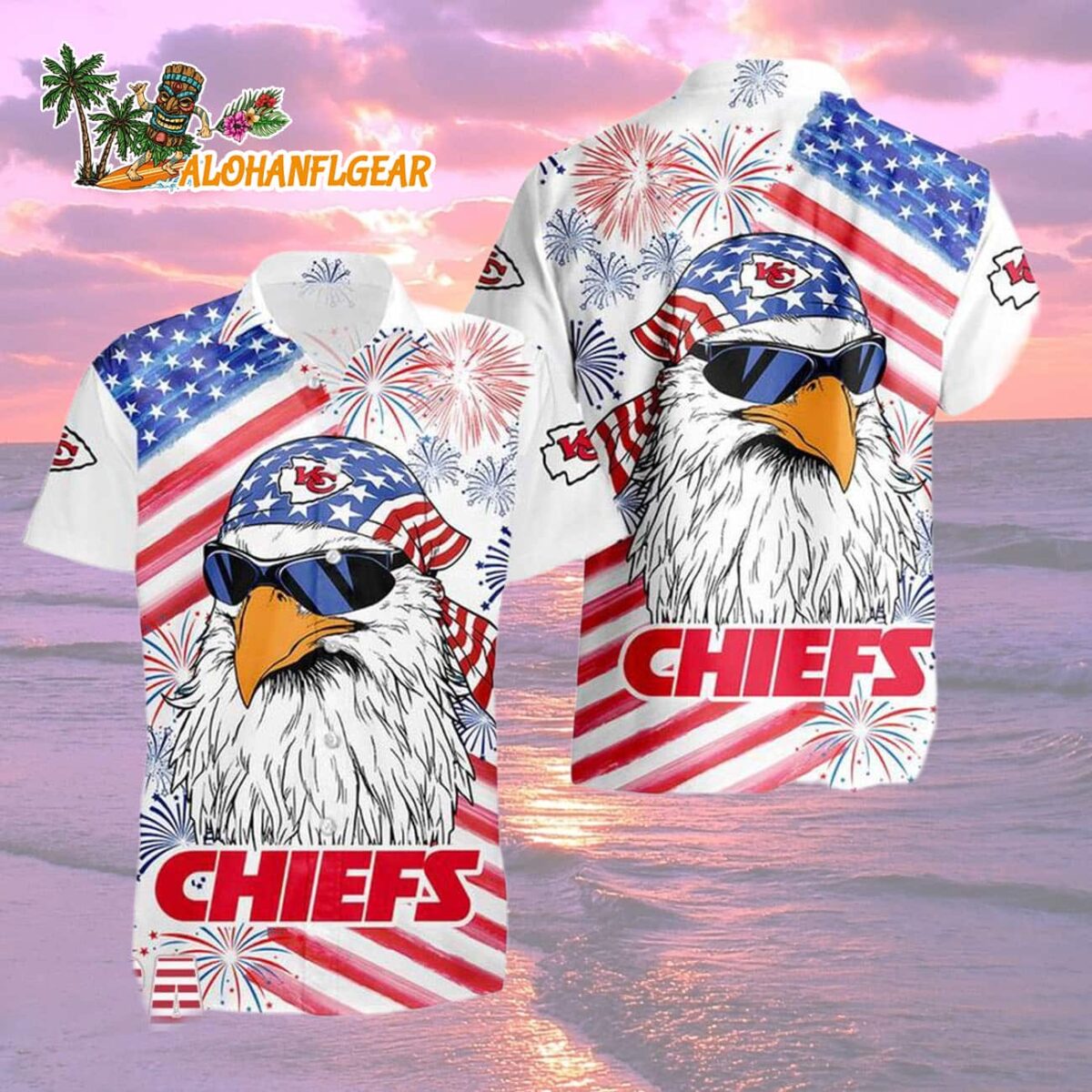 Kansas City Chiefs American Eagle Emblem Hawaiian Shirt 1 Kansas City Chiefs American Eagle Emblem Hawaiian Shirt Kansas City Chiefs Aloha Shirt 2