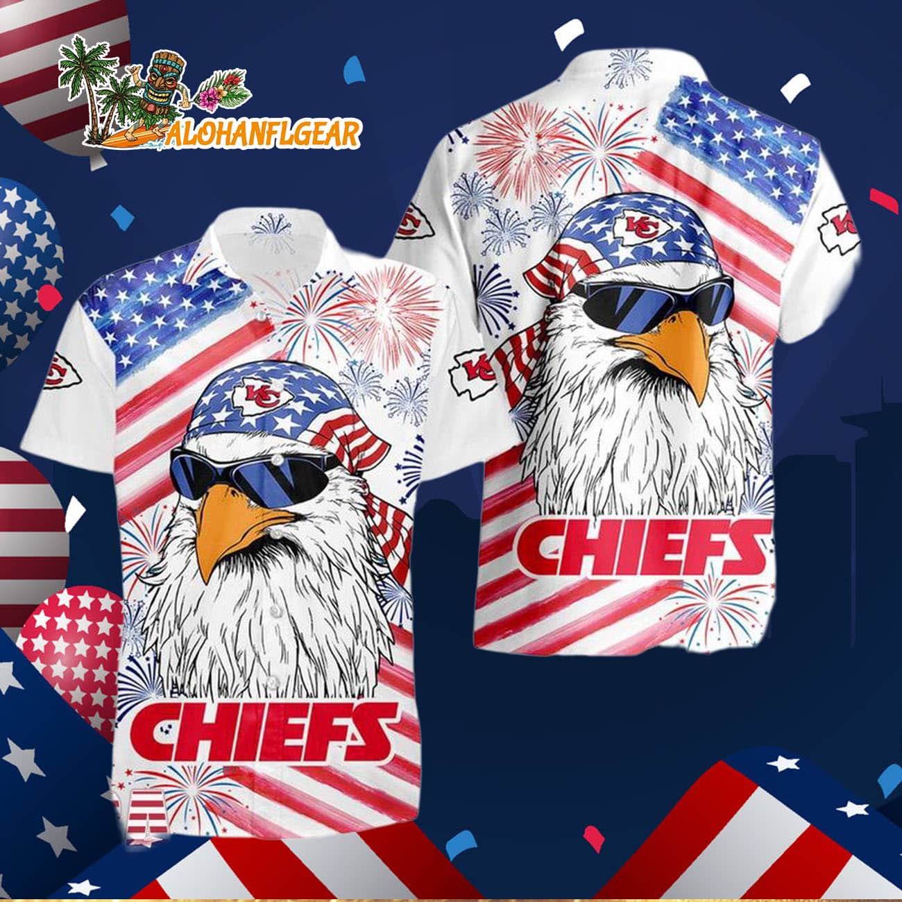 Kansas City Chiefs American Eagle Emblem Hawaiian Shirt Kansas City Chiefs American Eagle Emblem Hawaiian Shirt